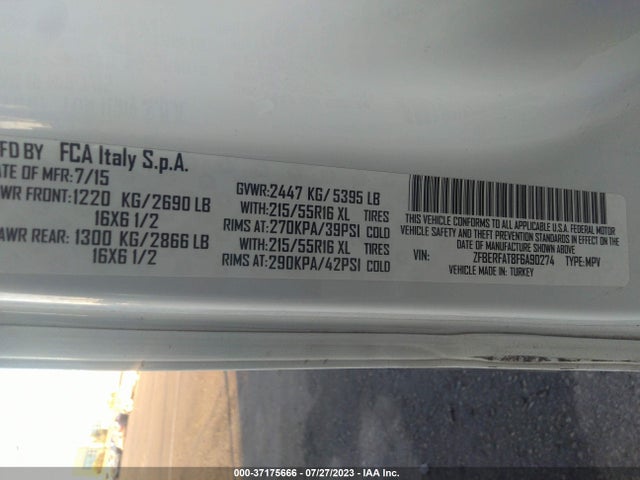 RAM Promaster City Cargo Van Tradesman 2015 ZFBERFAT8F6A90274 Image 10