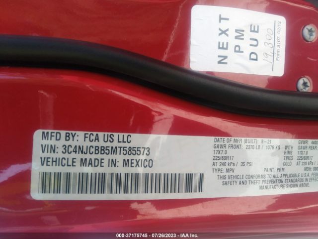 3C4NJCBB5MT585573 Jeep Compass Latitude