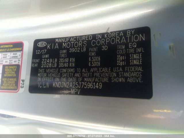KNDJN2A25J7596149 KIA Soul Base