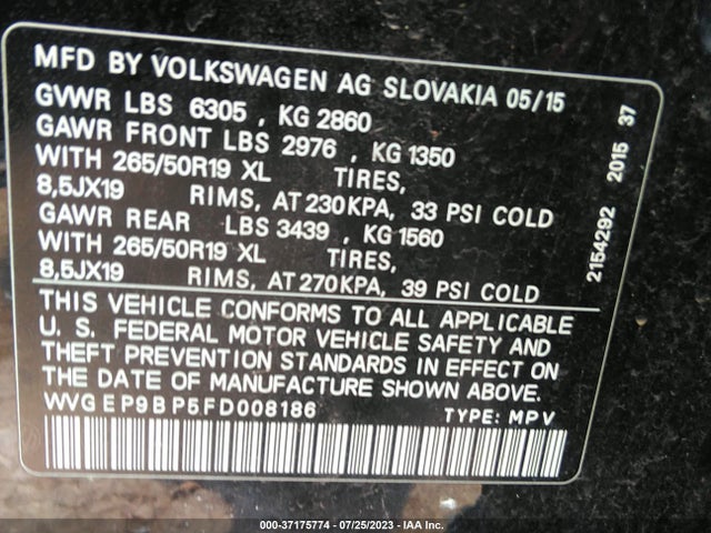 WVGEP9BP5FD008186 Volkswagen Touareg Lux