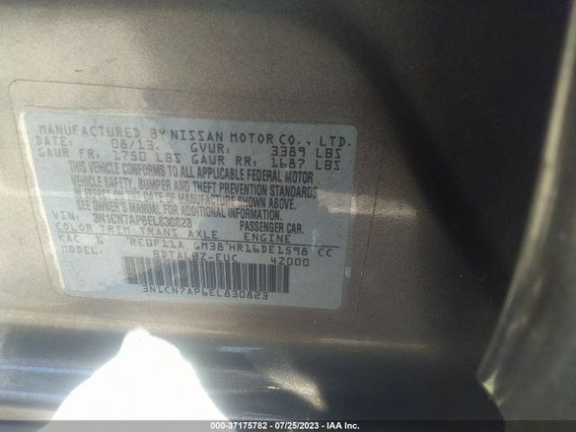 3N1CN7AP6EL830823 Nissan VERSA SV