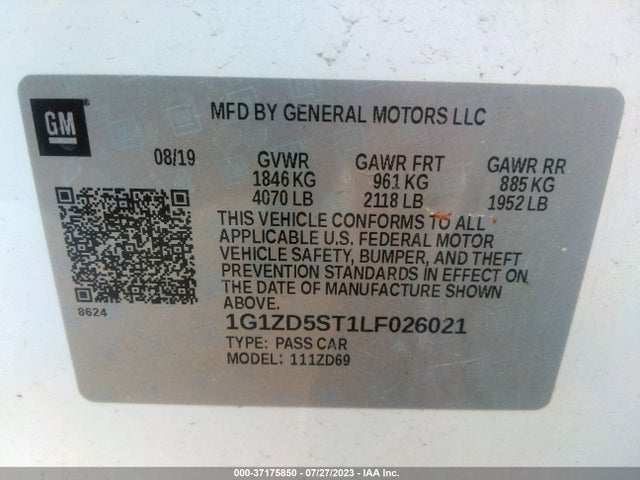 Chevrolet MALIBU LT 2020 1G1ZD5ST1LF026021 Image 9