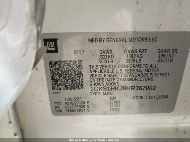 1GKS1HKJ9HR367002 GMC YUKON XL DENALI