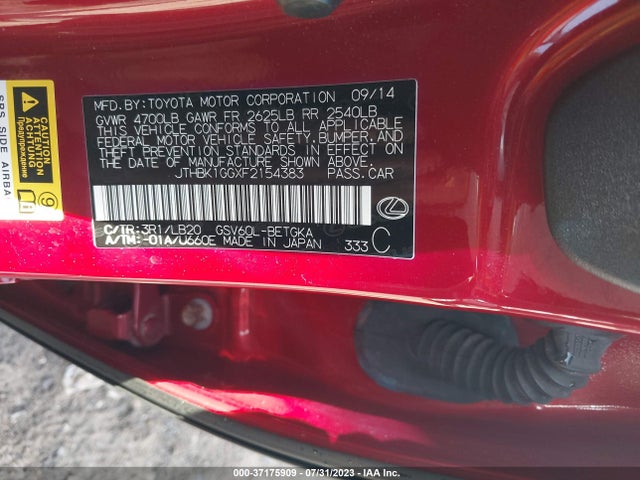 JTHBK1GGXF2154383 Lexus ES 350