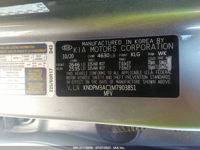 2021 KIA SPORTAGE LX VIN: KNDPM3AC1M7903851