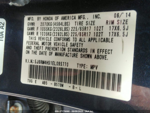 Honda CR-V EX 2014 5J6RM4H51EL095770 Image 9