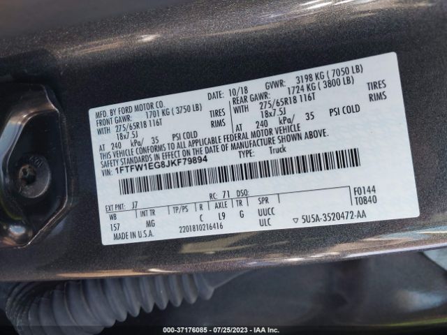 1FTFW1EG8JKF79894 Ford F-150 Xl/xlt/lariat