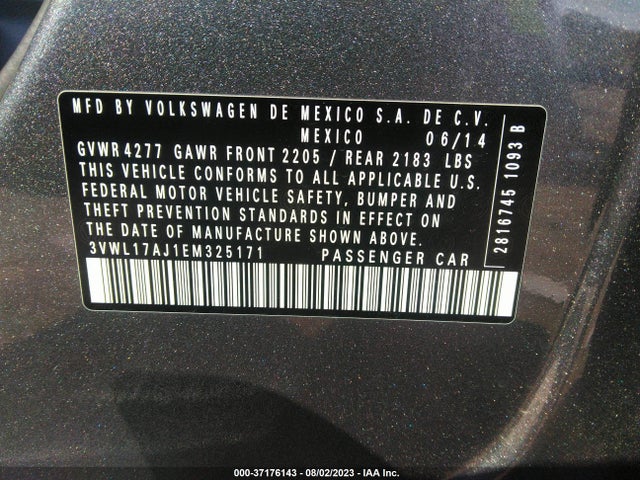3VWL17AJ1EM325171 Volkswagen Jetta Sedan Sel
