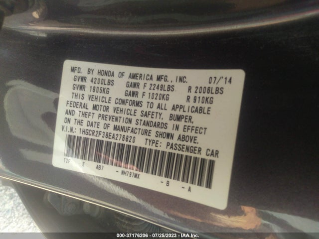 Honda Accord Sedan Lx 2014 1HGCR2F38EA276820 Image 9