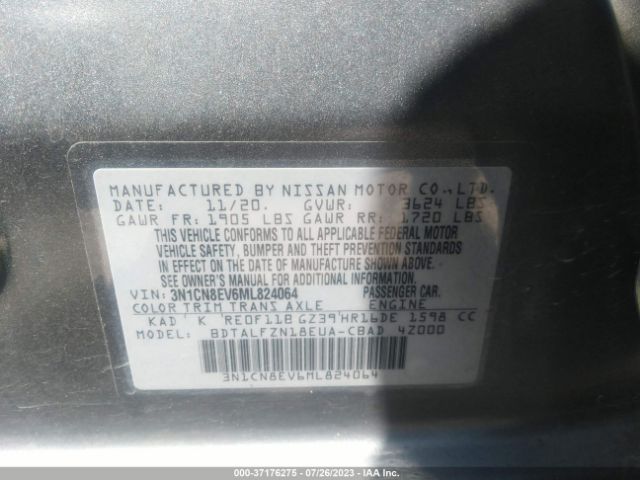 3N1CN8EV6ML824064 Nissan VERSA SV