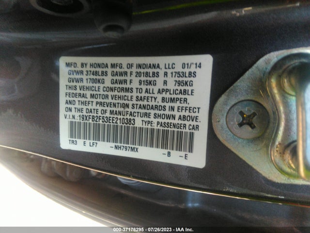 Honda Civic Sedan Lx 2014 19XFB2F53EE210383 Image 9