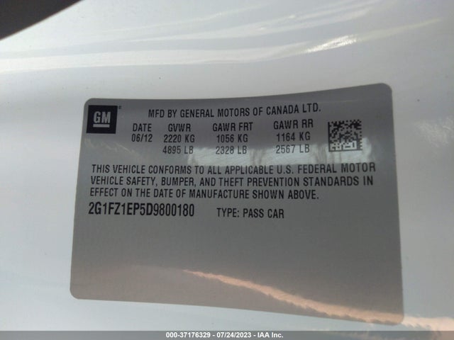 2013 CHEVROLET CAMARO ZL1 VIN: 2G1FZ1EP5D9800180