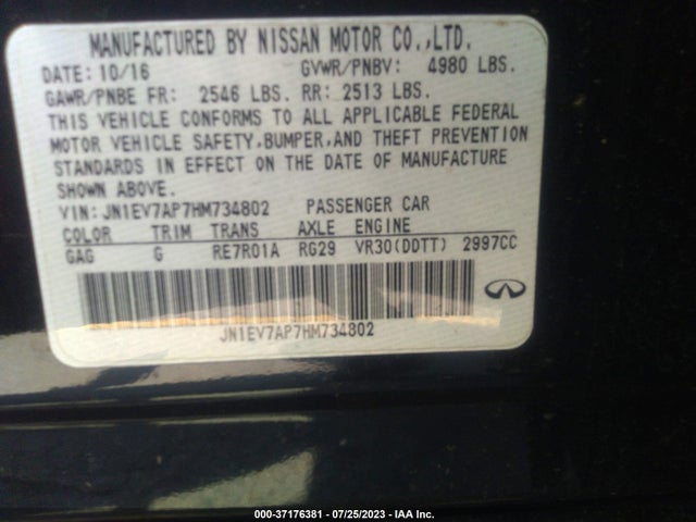 JN1EV7AP7HM734802 Infiniti Q50 3.0t Sport