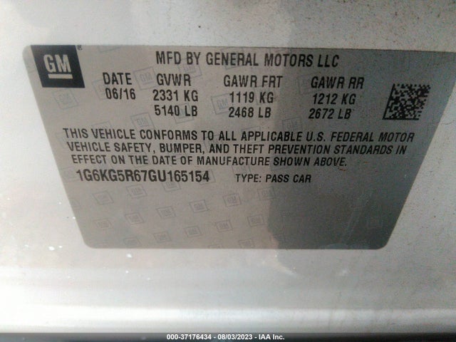 1G6KG5R67GU165154 Cadillac Ct6 Sedan Premium Luxury Awd