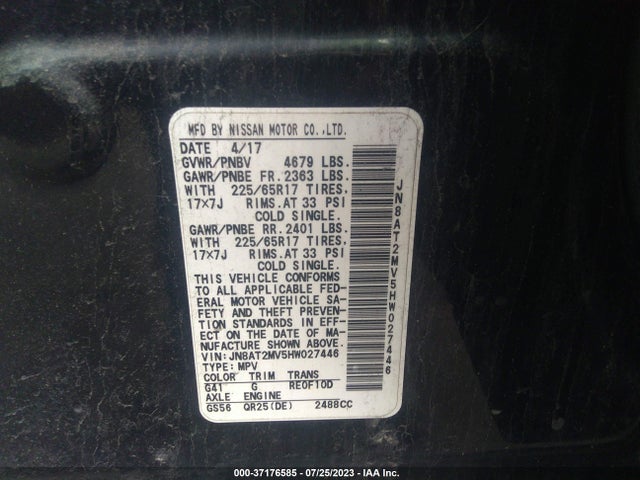 Nissan ROGUE S 2017 JN8AT2MV5HW027446 Image 9