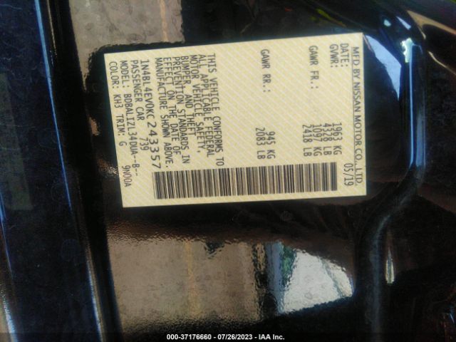 1N4BL4EV0KC243357 Nissan Altima 2.5 Sl