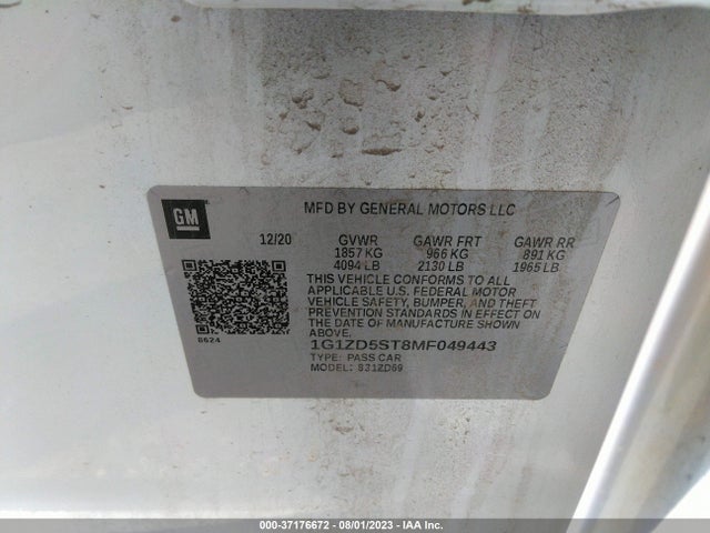 Chevrolet MALIBU LT 2021 1G1ZD5ST8MF049443 Image 15