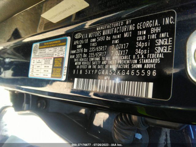 5XYPG4A52KG465596 KIA Sorento Lx V6