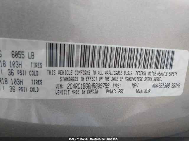 2C4RC1BG6HR809759 Chrysler Pacifica Touring-l