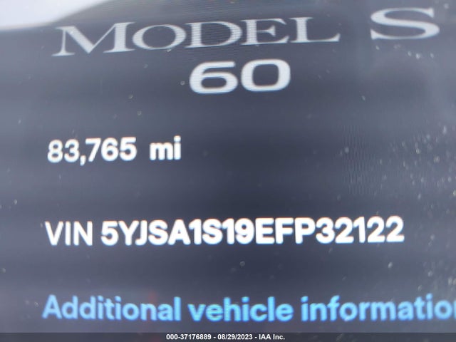 2014 TESLA MODEL S 60 KWH BATTERY VIN: 5YJSA1S19EFP32122