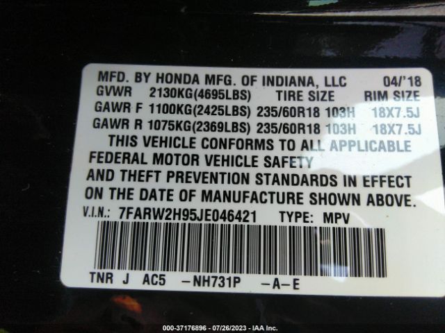 7FARW2H95JE046421 Honda Cr-v Touring