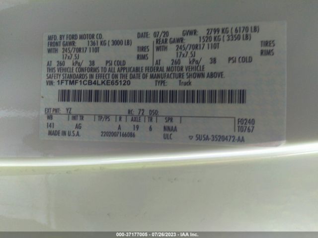1FTMF1CB4LKE65120 Ford F-150 Xl/xlt