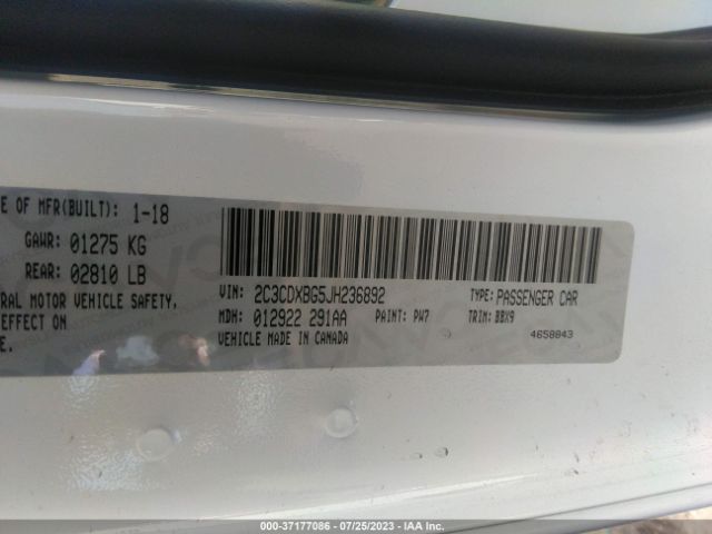 2C3CDXBG5JH236892 Dodge Charger Sxt