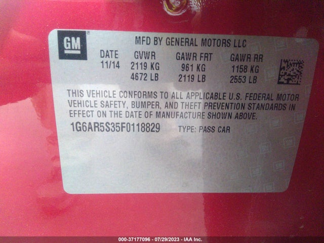 1G6AR5S35F0118829 Cadillac Cts Sedan Luxury Rwd