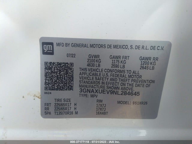 Chevrolet EQUINOX LT 2022 3GNAXUEV9NL284645 Image 9