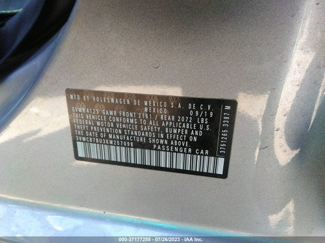 3VWCB7BU3KM257098 Volkswagen Jetta S/se/r-line