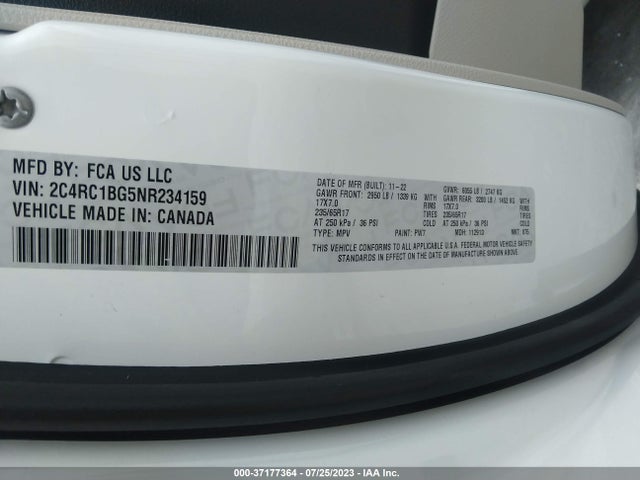 2C4RC1BG5NR234159 Chrysler Pacifica Touring L