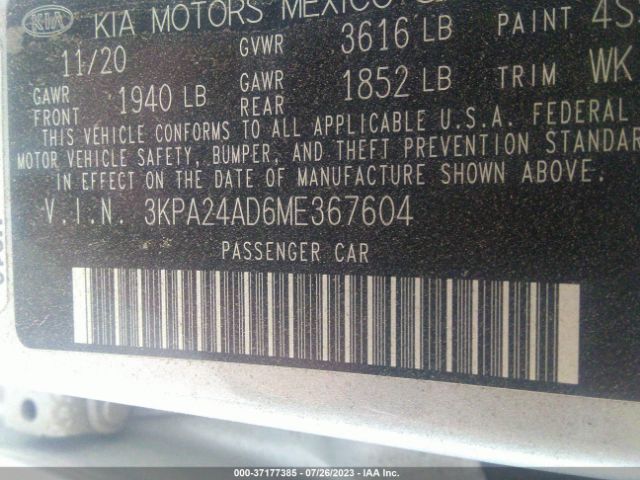 3KPA24AD6ME367604 KIA RIO S