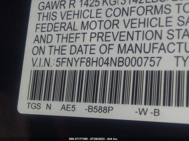 Honda Passport Elite 2022 5FNYF8H04NB000757 Image 15