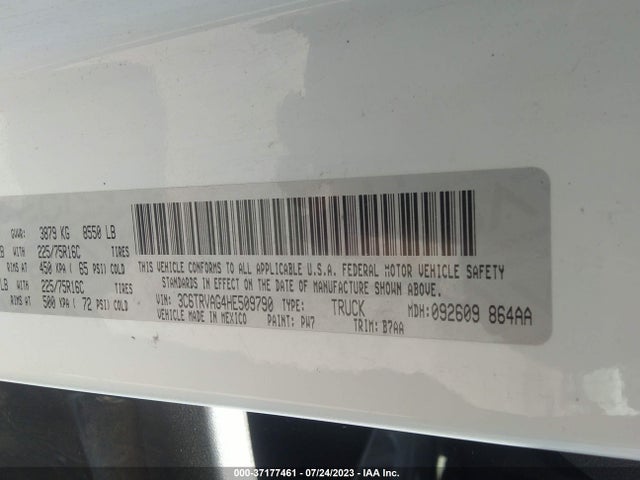 3C6TRVAG4HE509790 RAM Promaster Cargo Van