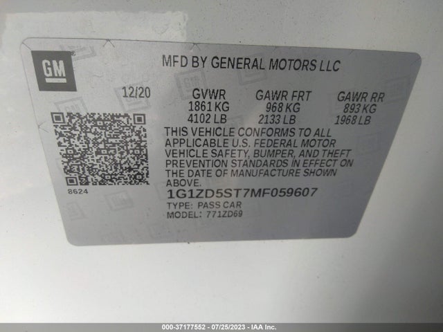 Chevrolet MALIBU LT 2021 1G1ZD5ST7MF059607 Image 9
