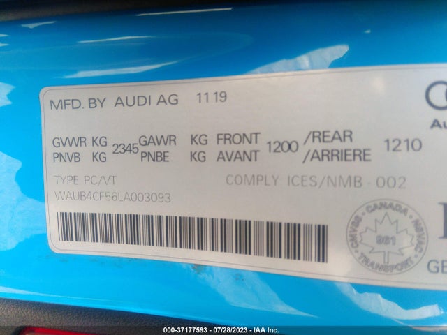 WAUB4CF56LA003093 Audi S5 Sportback Prestige