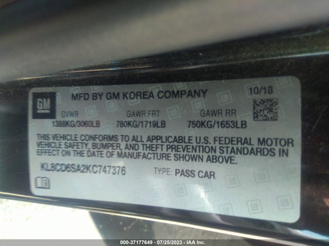 Chevrolet Spark Lt 2019 KL8CD6SA2KC747376 Image 9