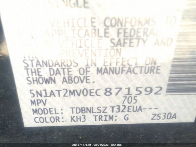 5N1AT2MV0EC871592 Nissan Rogue Sl