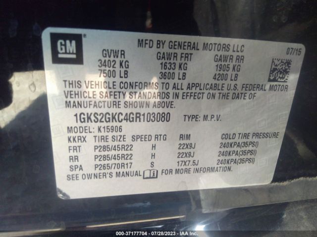1GKS2GKC4GR103080 GMC Yukon Xl Slt