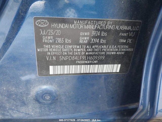 Hyundai ELANTRA SEL 2020 5NPD84LF9LH609399 Image 8