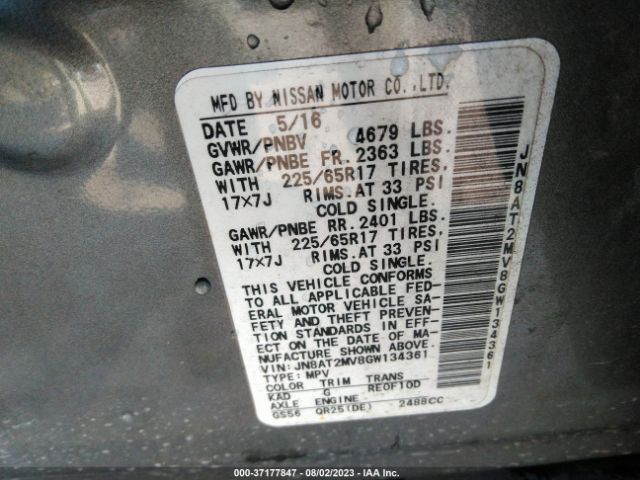 JN8AT2MV8GW134361 Nissan ROGUE S
