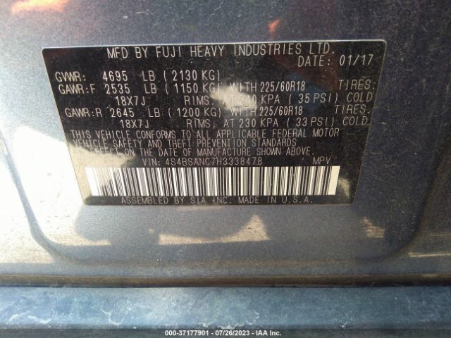 4S4BSANC7H3338478 Subaru Outback Limited