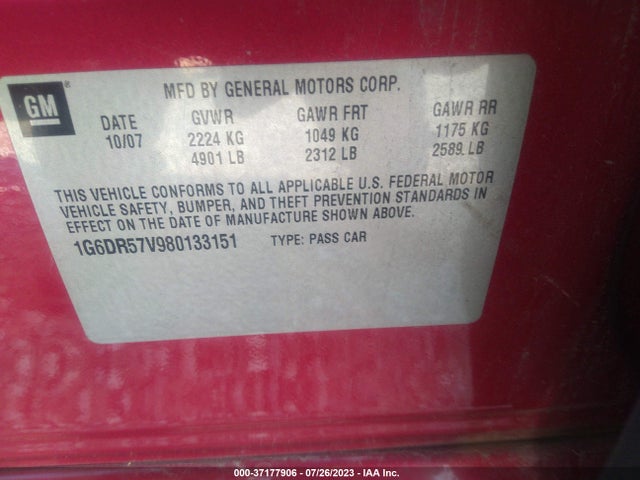 2008 CADILLAC CTS 1G6DR57V980133151 Photo 8