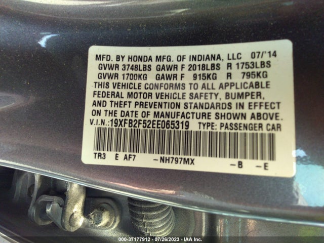 Honda Civic Sedan Lx 2014 19XFB2F52EE065319 Image 9