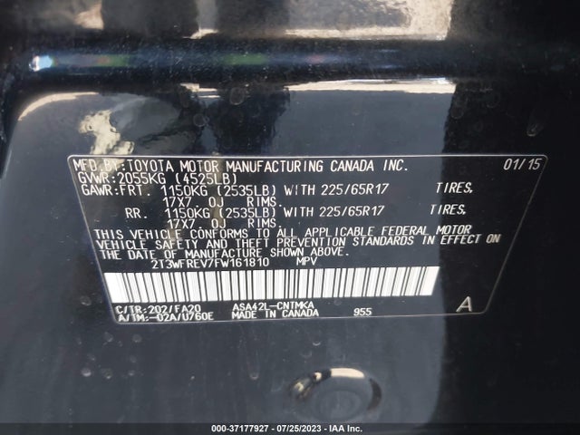 Toyota Rav4 Xle 2015 2T3WFREV7FW161810 Image 14