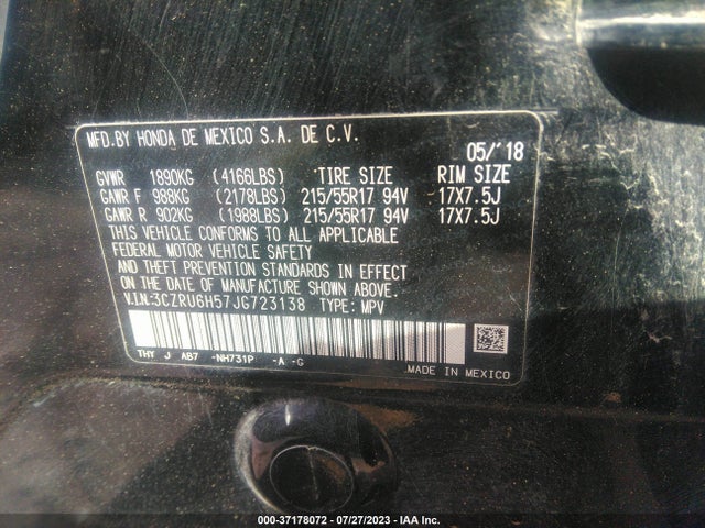 Honda HR-V EX 2018 3CZRU6H57JG723138 Image 9