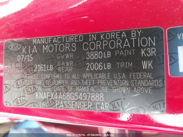 KNAFX4A68G5497888 KIA FORTE LX