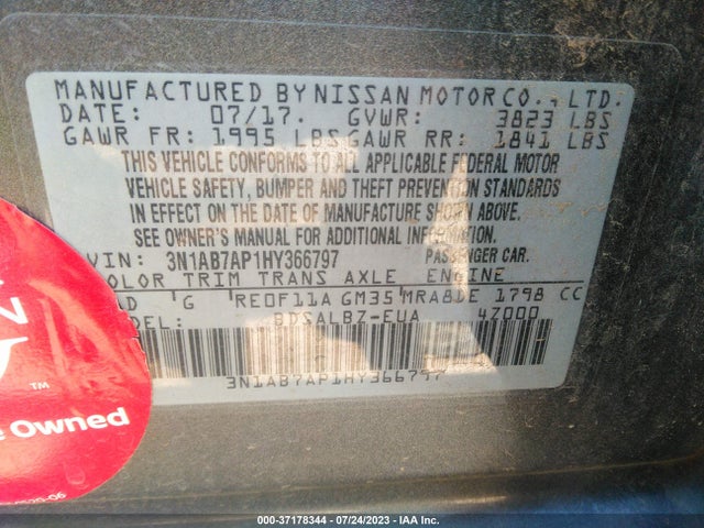 Nissan SENTRA S 2017 3N1AB7AP1HY366797 Image 9