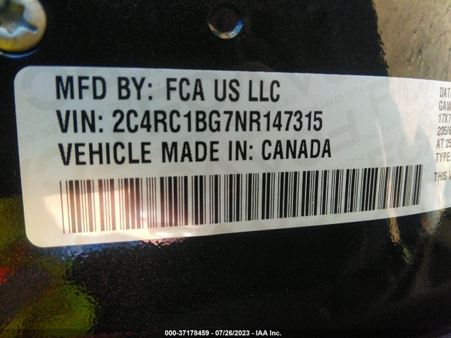 2C4RC1BG7NR147315 Chrysler Pacifica Touring L