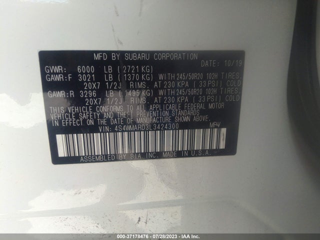 4S4WMARD3L3424300 Subaru Ascent Touring